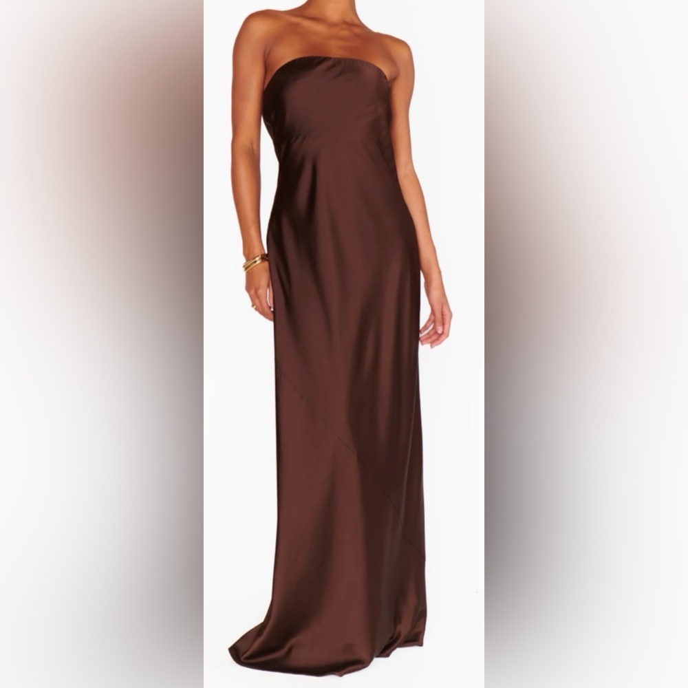 Show me your‎ mumu Taylor Tube Maxi Dress chocolate brown